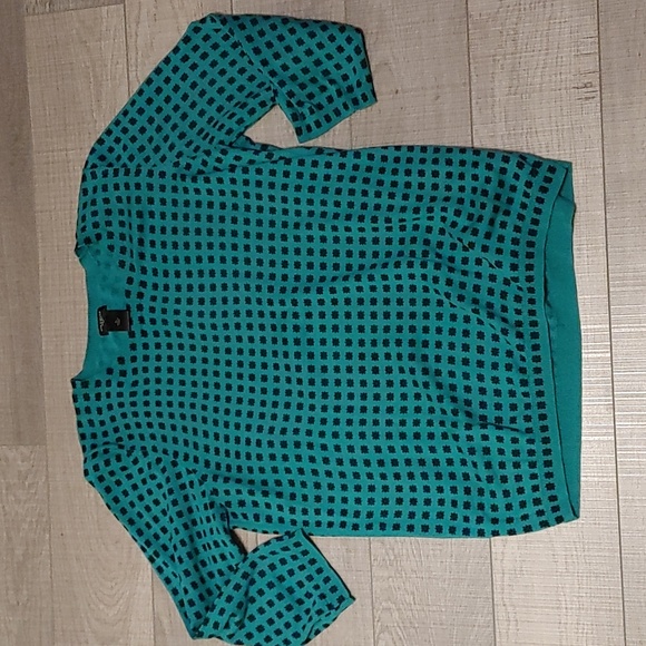 Ann Taylor Factory US XL Light Turquoise Crew Neck Patterned Top/Sweater - Picture 5 of 8